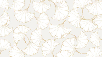 Luxury gold Ginkgo background design vector.