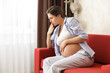 © blackday - Pregnant woman at home feels sick