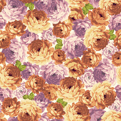 Wall Mural - Seamless vector pattern of a rose elegant beautifully,