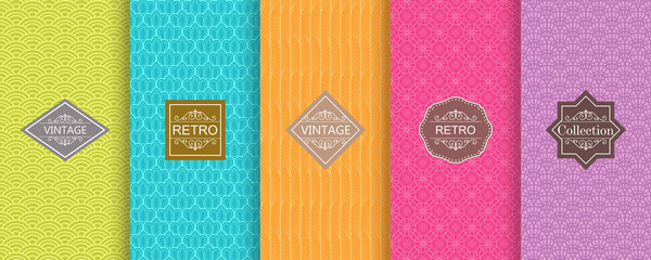 Set of Cute bright seamless patterns. Abstract seamless geometric pattern on vibrant background. Vector illustration bright design. 