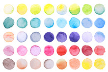 Watercolor Brush Paint Circles Shape With A Hand Drawn In The Paper On White Background