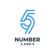 number 59 logo vector with modern clean line art 