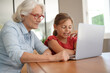 © goodluz - Grandmother with little girl using laptop at home