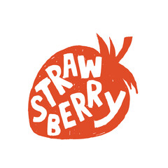 Fresh strawberry Fruit for Emblem, Logo, Sign, Badge colorful, with lettering inside empty transparent. Grungy Hand drawn style rough sketching.