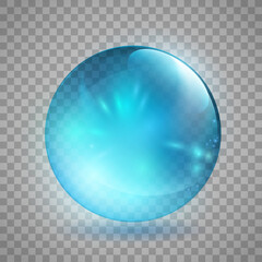 Poster - Crystal or glass blue ball. Vector template