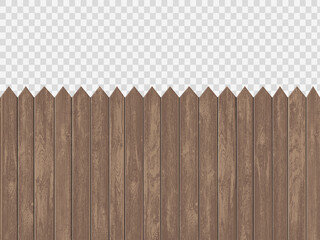 Wall Mural - Wooden blank fence template. Isolated on a transparent background