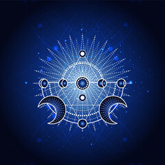 Wall Mural - vector illustration of sacred geometry symbol on abstract background. mystic sign drawn in lines. im