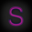 © herme - 3d rendering, neon red capital letter S lighted up, inside blue letter,