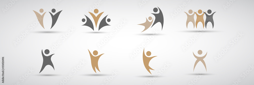 Vector de Stock Abstract People Logo Set. Human Figure Isolated On ...