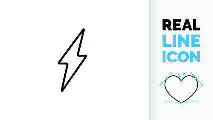 Editable line icon of a lightning bolt