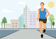 Solo running run jogging jog outdoor activities workout during new normal  of Covid-19 Coronavirus pandemic to keep physical social distancing 