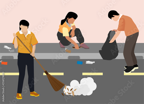 Cuadros en Lienzo volunteer3Volunteer teams sweep the public areas on the city streets
