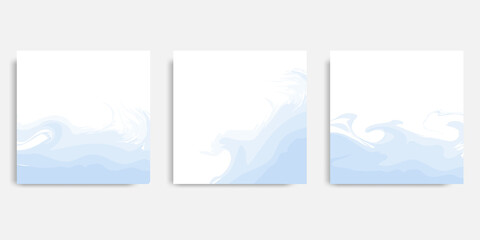 Wall Mural - Square abstract brush blue watercolor background. Minimalist design background ocean wave banner template for social media post and cover.