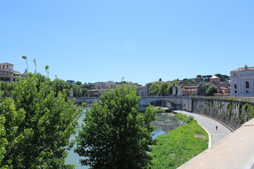 Wall Mural - scenic view of river tiber in rome italy