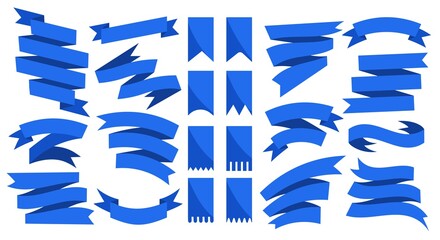 Wall Mural - blue flags ribbons set