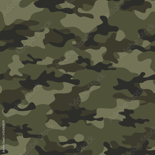 Fotografía Military camo seamless pattern forest background vector illustration