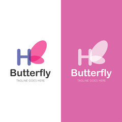 initial letter h butterfly logo and icon vector illustration design template