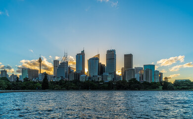 Fototapete - Sydney downtown skyline during sunset, NSW, Australia