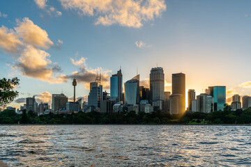 Fototapete - Beautiful Sydney downtown skyline during sunset, NSW, Australia