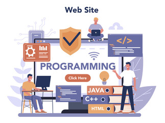 Programming online service or platform. Coding, testing and writing
