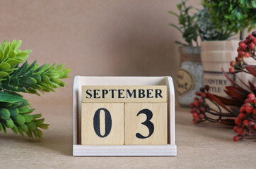 September 3, Vintage natural calendar.