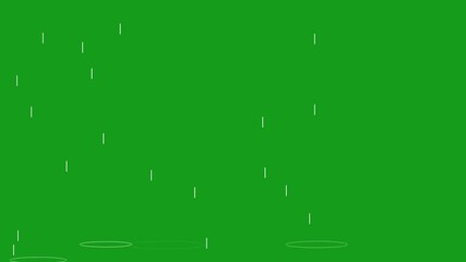 Wall Mural - Falling rain drops motion graphics with green screen background