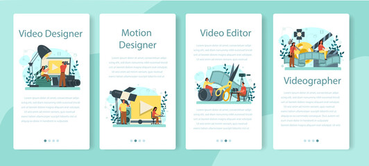 Wall Mural - Motion or video designer mobile application banner set. Artist create