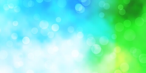 Wall Mural - Light Blue, Green vector background with bubbles. Abstract decorative design in gradient style with bubbles. Pattern for websites.