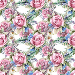  Floral Seamless Pattern with Roses.