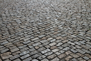 Traditional rough cobblestone way.