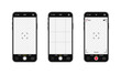 Mobile phones with camera interface. Mobile app application. Photo and video screen. Vector illustration graphic design