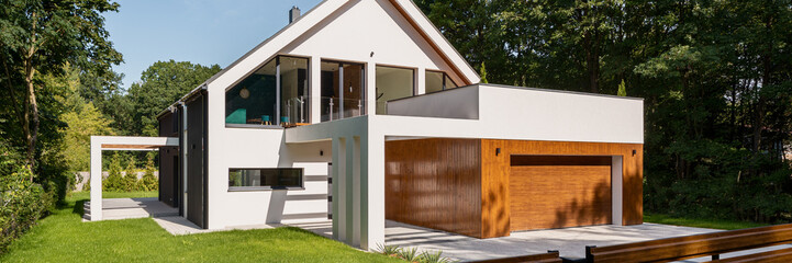 Wall Mural - Panorama of modern house exterior