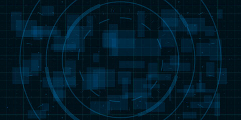 hud dark blue background with thin grid, dots and circle element. design for science theme, artifica