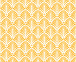 © Moab Republic - Art Deco inspired pattern with stylized palm leaf shape motif in golden yellow color. Elegant floral Art Deco seamless pattern.