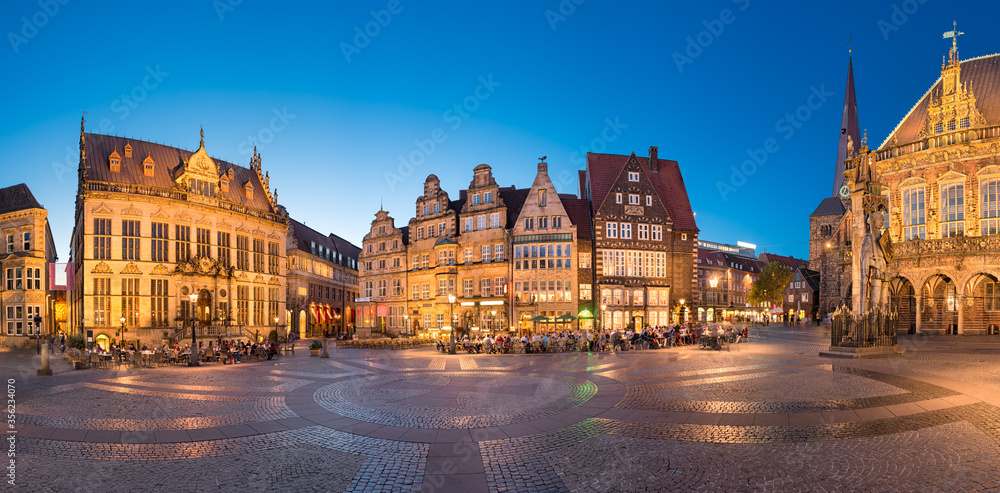 Panorama of Bremen Market Square, Germany - obrazy, fototapety, plakaty 