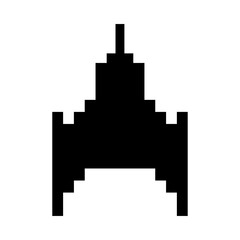 Canvas Print - space ship flying 8 bits pixelated silhouette