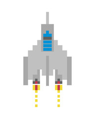 Canvas Print - space ship flying 8 bits pixelated icon