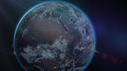 Wall Mural - planet earth as seen from space. with stars background. 3d rendering