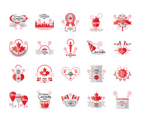 Canvas Print - set of icons Canada day, national holiday