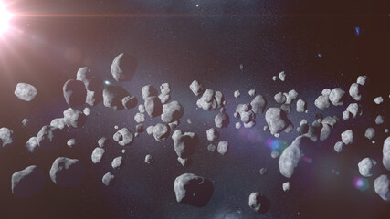 Wall Mural - flying asteroid, meteorite to earth. outer space. armageddon. 3d rendering