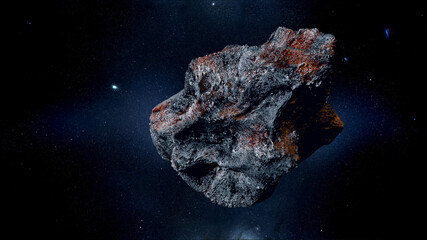 Wall Mural - flying asteroid, meteorite to earth. outer space. armageddon. 3d rendering