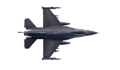 Wall Mural - F -16 , american military fighter plane.Jet plane. Fly in clouds. 3d rendering