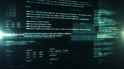 Wall Mural - abstract technology background with program code motion. application development concept with comput