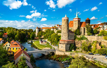 View Of Bautzen And The Hauptspree River In Germany