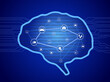 脳の内部をウェハーで表現したAIコンセプト。脳の内部にAI機能のイメージアイコンを配置し、外部と配線したイメージ。
