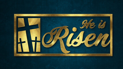 Wall Mural - Easter banner with bible word in gold style on dark background.