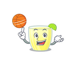 Canvas Print - Sporty cartoon mascot design of daiquiri cocktail with basketball