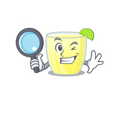 Sticker - cartoon picture of daiquiri cocktail Detective using tools