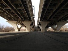 Asphalt Street Under Wilson Bridge In Virginia