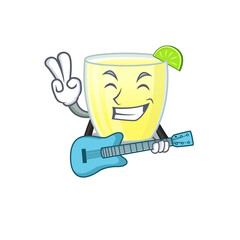 Wall Mural - brilliant musician of daiquiri cocktail cartoon design playing music with a guitar